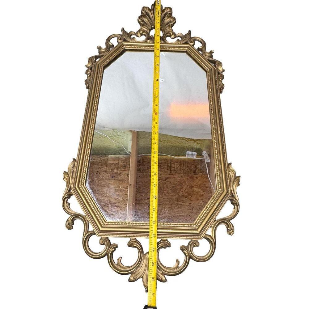 Vintage Syroco Gold Ornate Wall Mirror Hollywood Regency Scroll Made In USA READ - Picture 10 of 13
